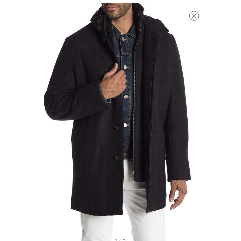 Cardinal Of Canada Mens Black Mont Royal Wool Cashmere Coat Jacket Size XL